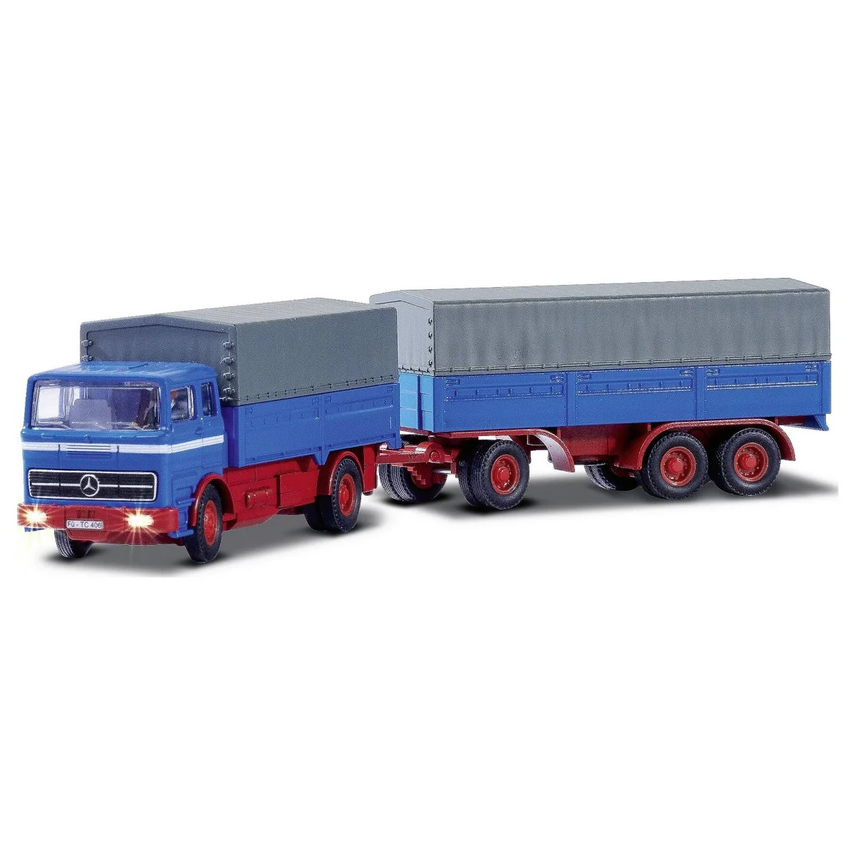 MB 1620 covered truck with trailer, 2.4GHz, RTR, 1/87 scale Carson ...