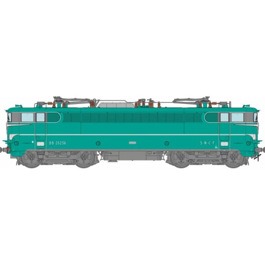 MB-252.S-Ree Modeles MB252S Electric Locomotive BB 25236, SNCF, Green Livery, Vénissieux with skirts, digital sound, pantographs