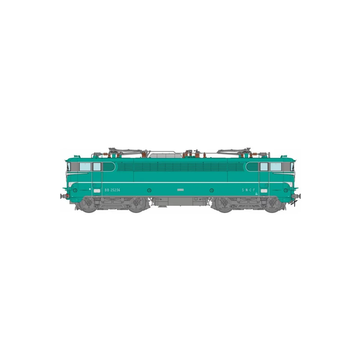 Ree Modeles MB252 Locomotive électrique BB 25236, SNCF, Livrée verte, VÉNISSIEUX avec jupes Ree Modeles MB-252 - 1