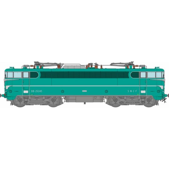 MB-253-Ree Modeles MB253 Electric locomotive BB 25243, SNCF, Green livery, MARSEILLE with skirts