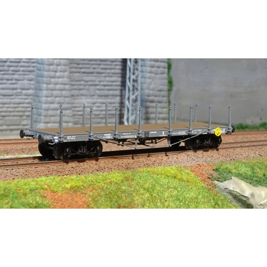 WB-508-Ree modeles copy WB 507 Flat wagon TP, bogies, high stanchions with guardhouse, ep. II, PO