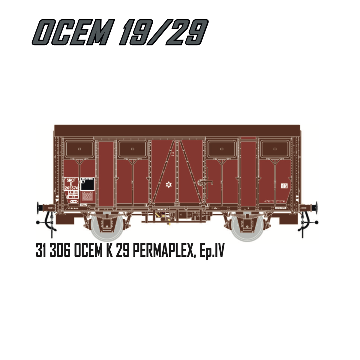 LS Models 31306 OCEM K 29 PERMAPLEX Wagon, SNCF, red livery, ep.IV ...