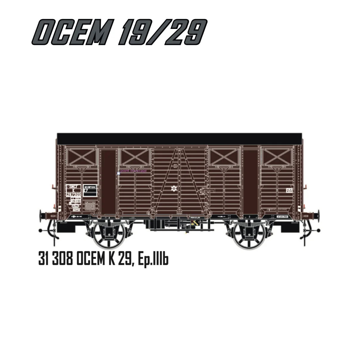 LS Models 31308 OCEM K 29 Wagon, SNCF, brown livery with black roof... LS Models 31308 OCEM K 29 Wagon, SNCF, brown livery with black roof...