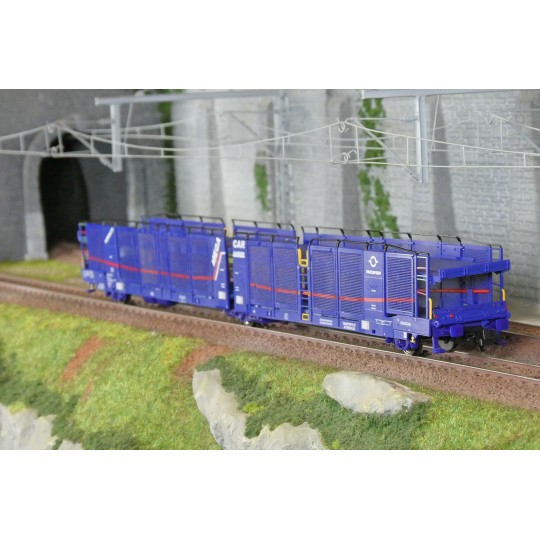 HJ6316-Jouef HJ6316 Laeks 3-axle car carrier wagon, Mega Car Carrier, Transfesa / Hispanauto, white livery