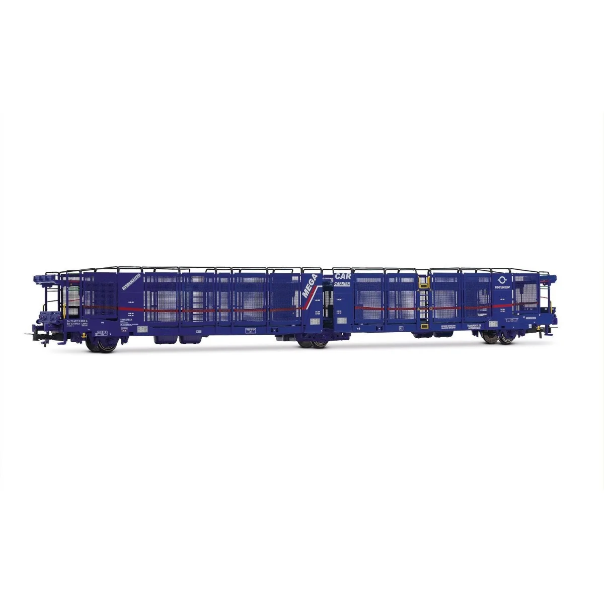 Jouef HJ6316 Wagon porte auto à 3 essieux Laeks, Mega Car Carrier, Transfesa / Hispanauto, livrée bleu Jouef HJ6316 - 4