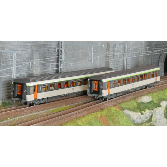 LSM_E200-LS Models E200 Set of 2 Corail VTU coaches, SNCF, B10tu / B11tu, framed logo, illuminated