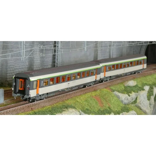 LS Models E200 Set de 2 voitures corail VTU, SNCF, B10tu / B11tu, logo Encadré, éclairée Ls models LSM_E200 - 2 LSM_E200-LS Models E200 Set de 2 voitures corail VTU, SNCF, B10tu / B11tu, logo Encadré, éclairée