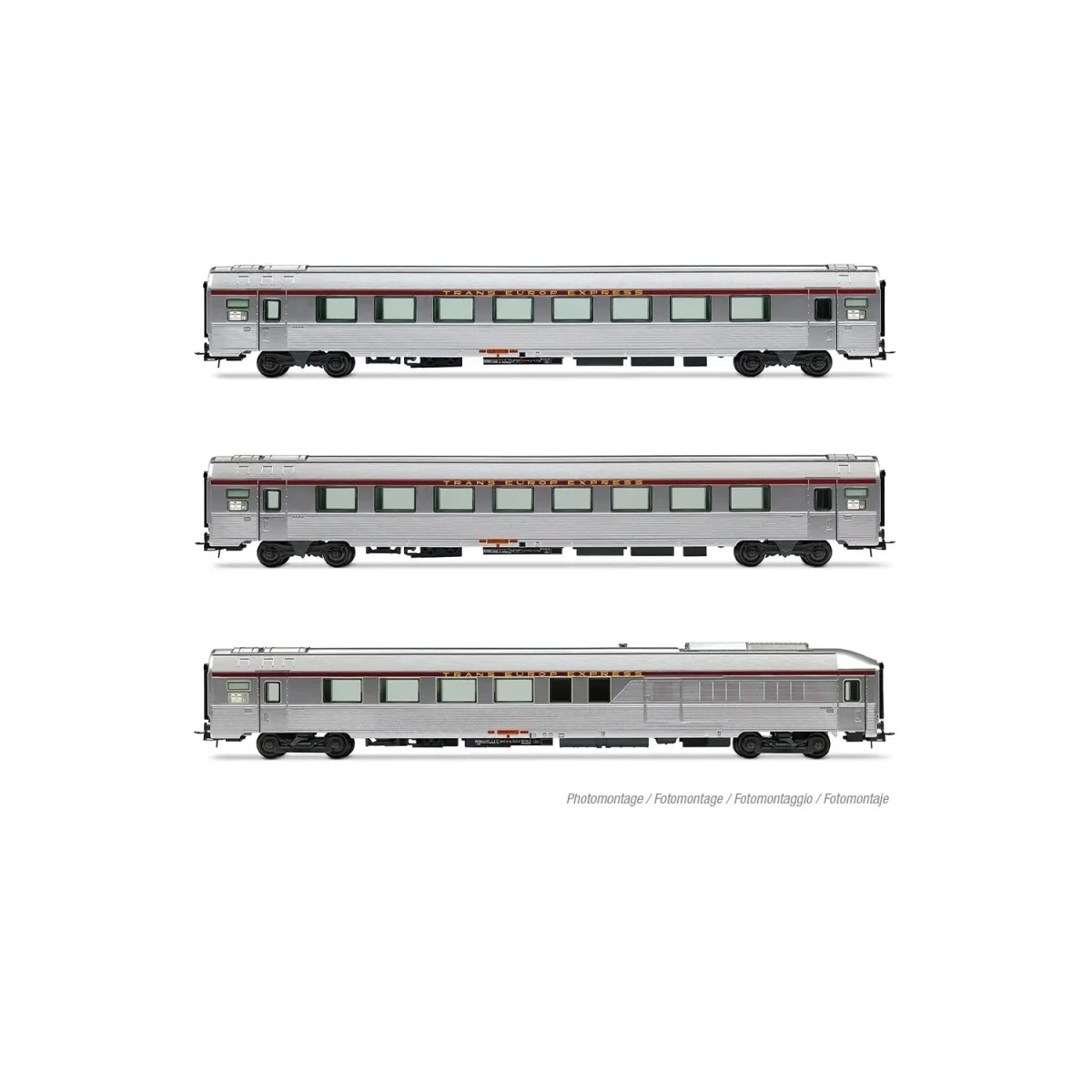 Coffret de 3 voitures TEE « Jules Verne », SNCF, n.2/2, éclairé, sonore - Jouef HJ4206HM Jouef HJ4206HM - 7