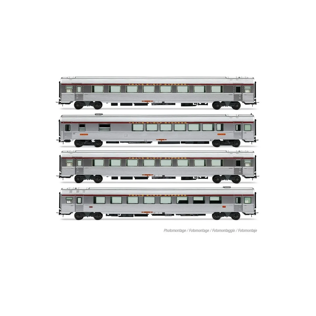 Coffret de 4 voitures Inox TEE "Mistral 69" « Jules Verne », SNCF, n.1/2, éclairé - Jouef HJ4205 Jouef HJ4205 - 8