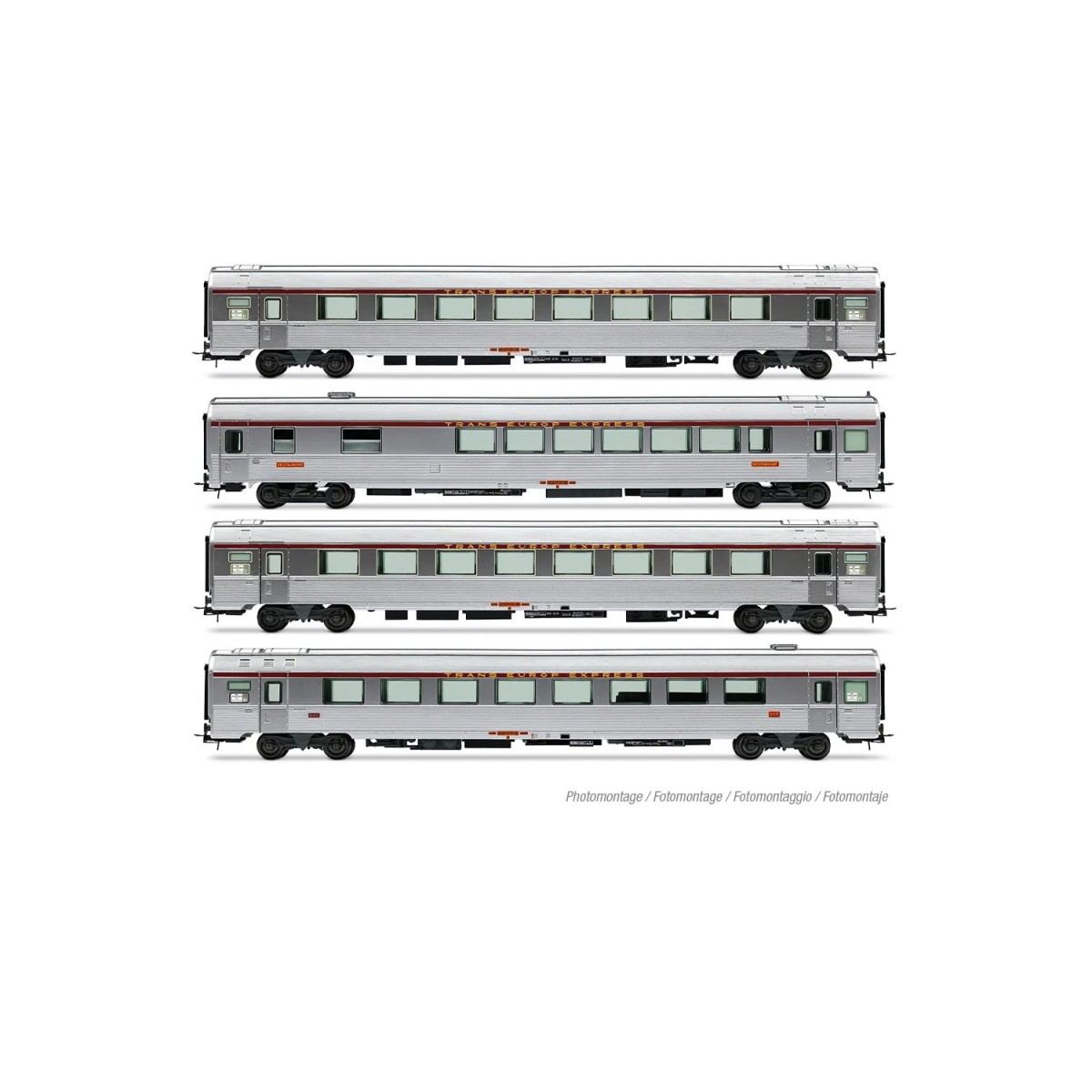 Coffret de 4 voitures Inox TEE "Mistral 69" « Jules Verne », SNCF, n.1/2, éclairé - Jouef HJ4205 Jouef HJ4205 - 8