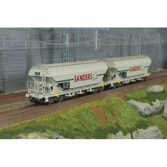 HJ6312-Coffret de 2 wagons trémies céréaliers à 4 essieux, SNCF « SANDERS » - Jouef HJ6312