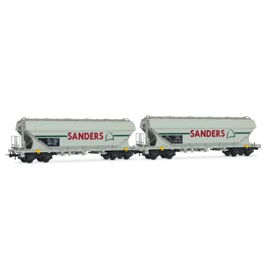 HJ6312-Set of 2 four-axle grain hopper wagons, SNCF "SANDERS" - Jouef HJ6312