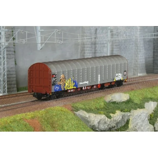 HR6681-Wagon bâché 4 essieux CFF (type Rils) livrée avec graffiti - Rivarossi HR6681