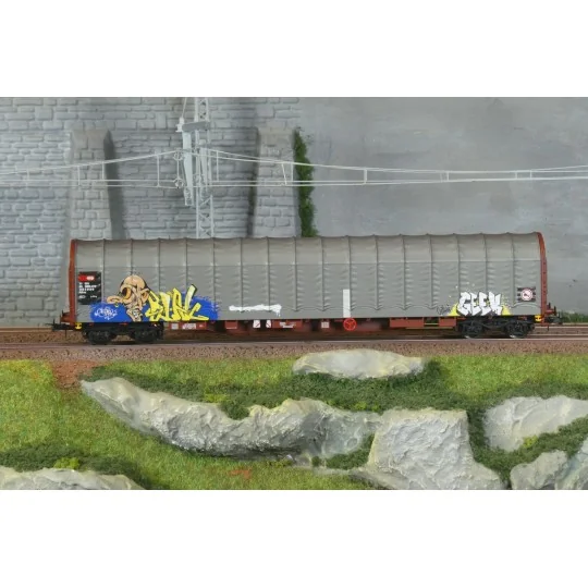 HR6681-SBB 4-axle covered wagon (Rils type) delivered with graffiti - Rivarossi HR6681