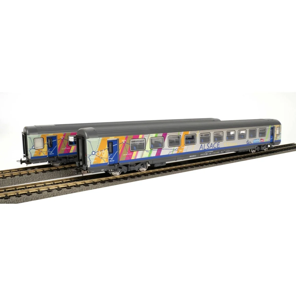 Piko 97144 Set de 2 voitures voyageurs Corail Alsace, B11tu / B11tu, logo carmillon, SNCF Piko Piko_97144 - 1