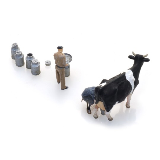 Arti_5870023-Artitec 5870023 Personnages, Agriculteurs laitiers avec vache et pots de lait