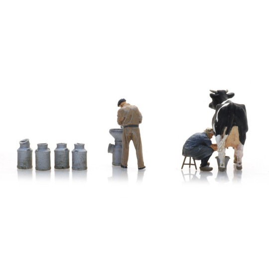 Arti_5870023-Artitec 5870023 Personnages, Agriculteurs laitiers avec vache et pots de lait