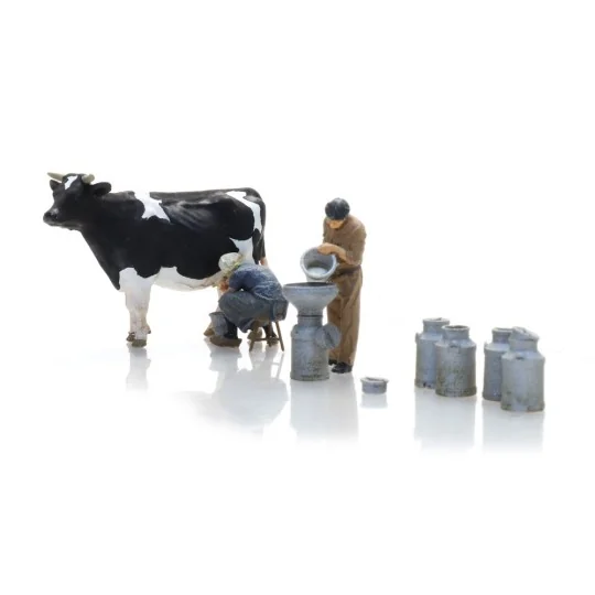 Arti_5870023-Artitec 5870023 Figures, Dairy Farmers with Cow and Milk Cans