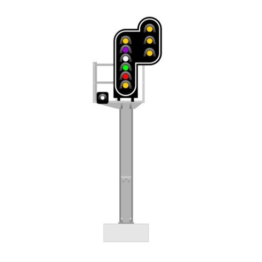 MAFEN_913217-SNCF signal type H, 10 lights (double yellow/violet/white/green/red/yellow/eyelet/double yellow), MAFEN 913217