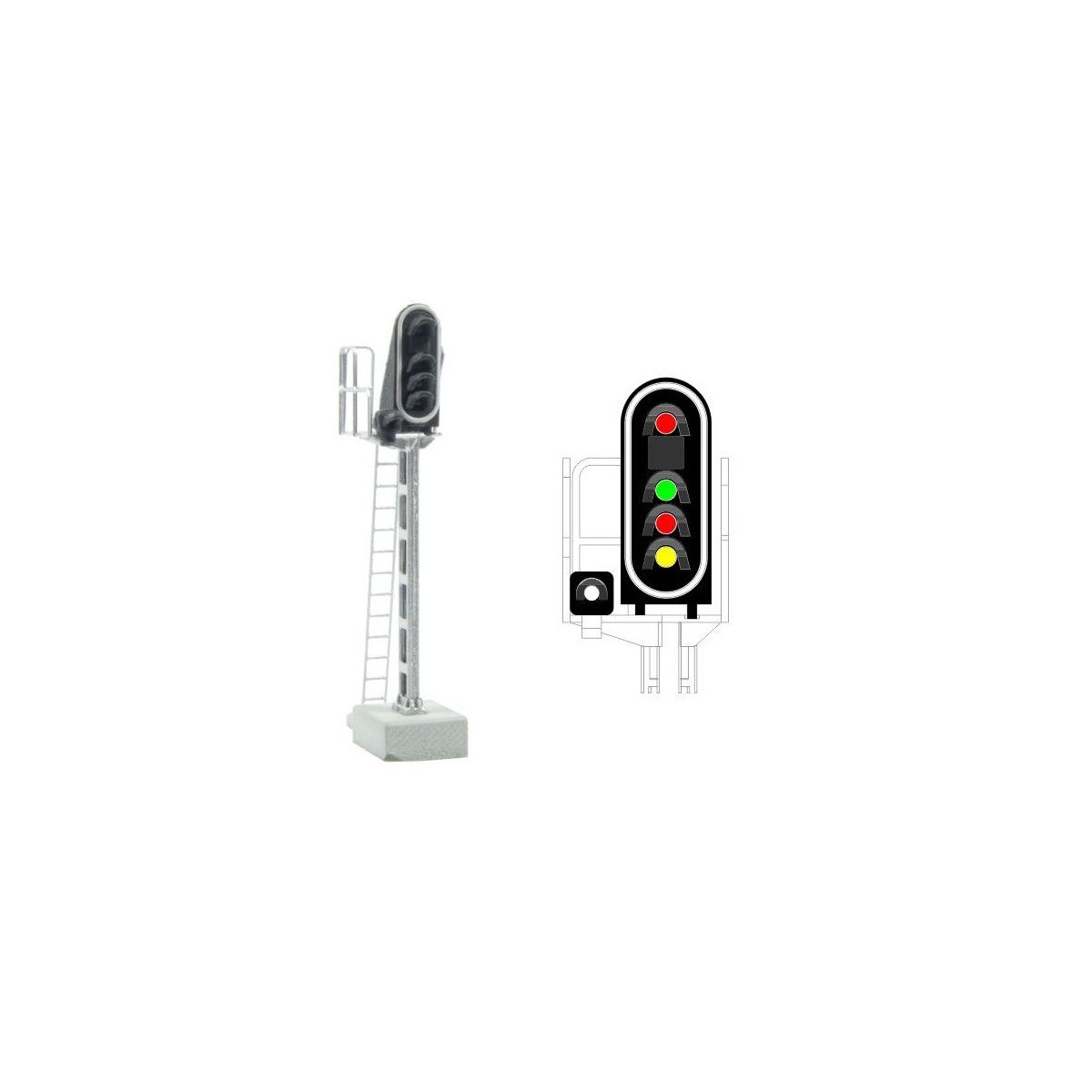 MAFEN 413205 Main signal with 5 LED lights (red/green/red/yellow/wh...