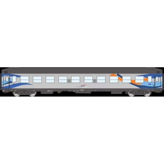 VB-508-Set de 2 voitures UIC couchettes B9c9x, toit haut gris, CROISIERE, SNCF, logo casquette - Ree Modeles VB508