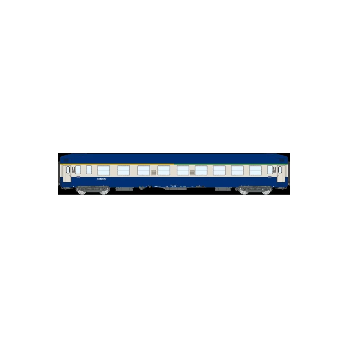 Set of 2 UIC sleeping cars B9c9x / A4c4B5c5, high blue roof, SNCF, ...