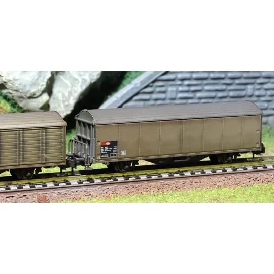 Trix_15307-Copy of MiniTrix 15282 Set of 3 sliding-sided wagons, SBB, Cargo, N scale
