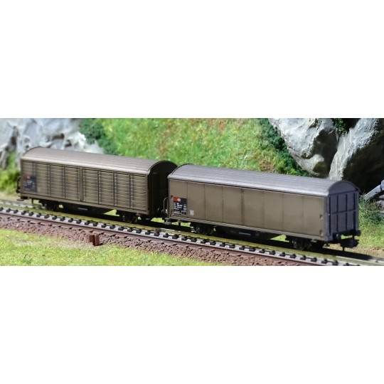 MiniTrix 15307 Set of 2 sliding-wall wagons Hbis-v, SBB SB... Trix_15307-Copy of MiniTrix 15282 Set of 3 sliding-sided wagons, SBB, Cargo, N scale - Trix_15307
