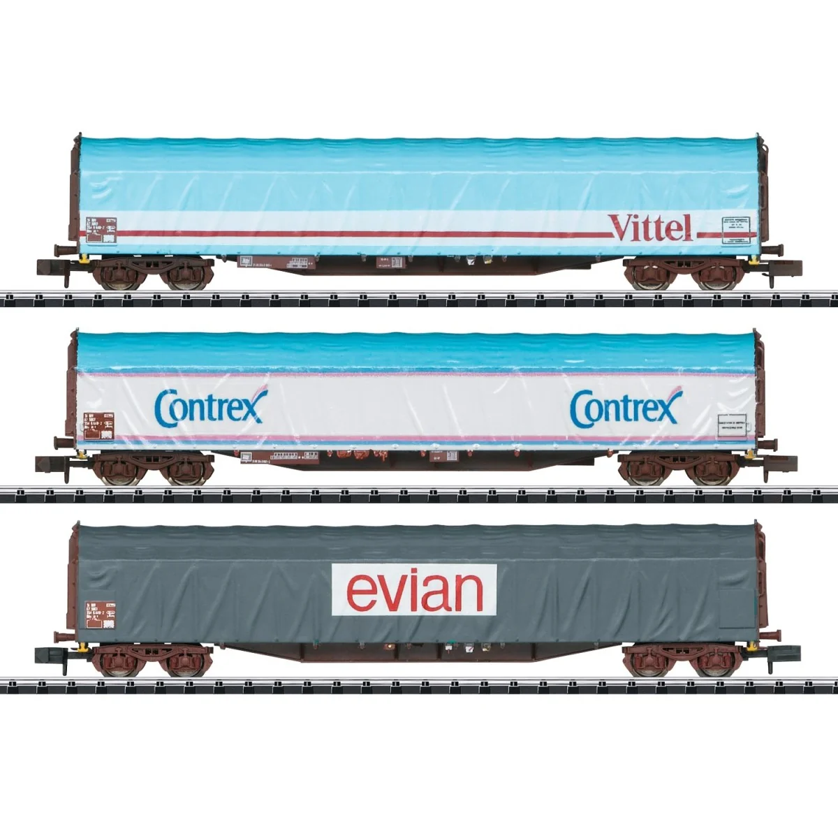 MiniTrix 15375 Set of 3 sliding-sided wagons "Transport of... MiniTrix 15375 Set of 3 sliding-sided wagons "Transport of...