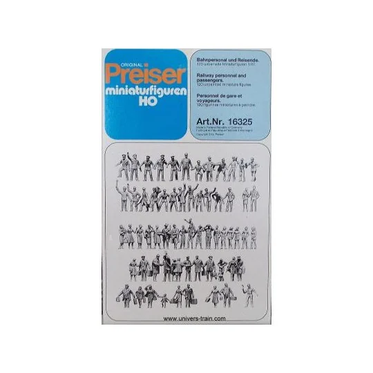Preiser_16325-Preiser 16325 personnages, personnel de gare et voyageurs, 120 figurines