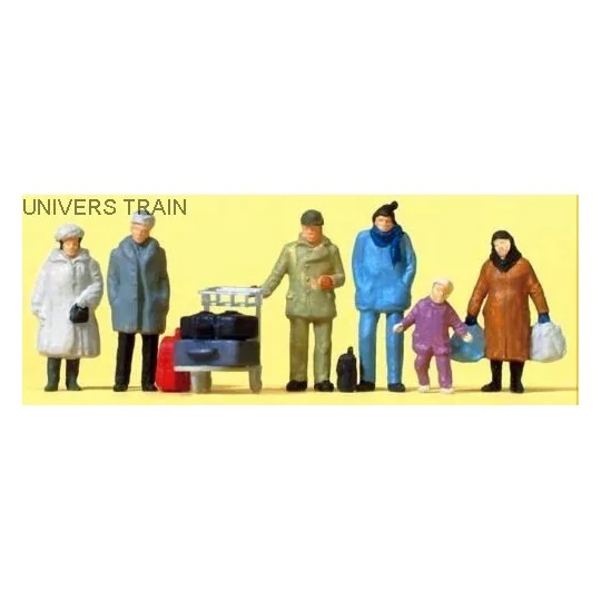 Preiser_14038-Preiser 14038 Personnages voyageurs, vetements d'hiver