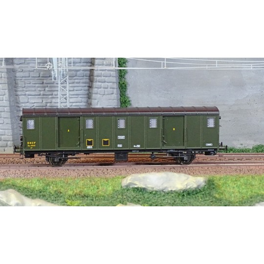 VB-114S-Ree Modeles VB 113S OCEM 30 van, black roof, ex-ETAT, SNCF, SAUTTEVILLE, lights, digital motorized doors - VB-114S