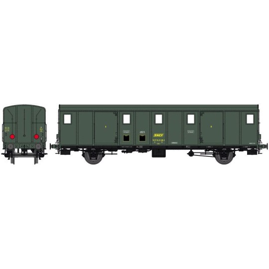 VB-115S-copy of Ree Modeles VB 114S Voiture fourgon OCEM 30, toit noir, ex-PO, SNCF, LIMOGES, feux, digital portes motorisées