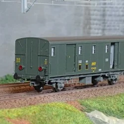 Ree Modeles VB 115S Voiture fourgon OCEM 30, ex-ETAT, toit lisse, logo jaune, SNCF, BORDEAUX, feux, digital portes motorisées Re