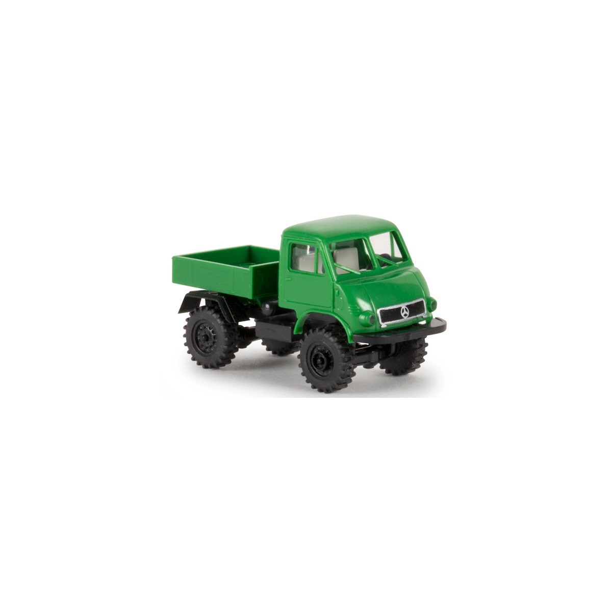 Brekina 39062 Unimog 402 flatbed truck, Fir green - Sai_39062