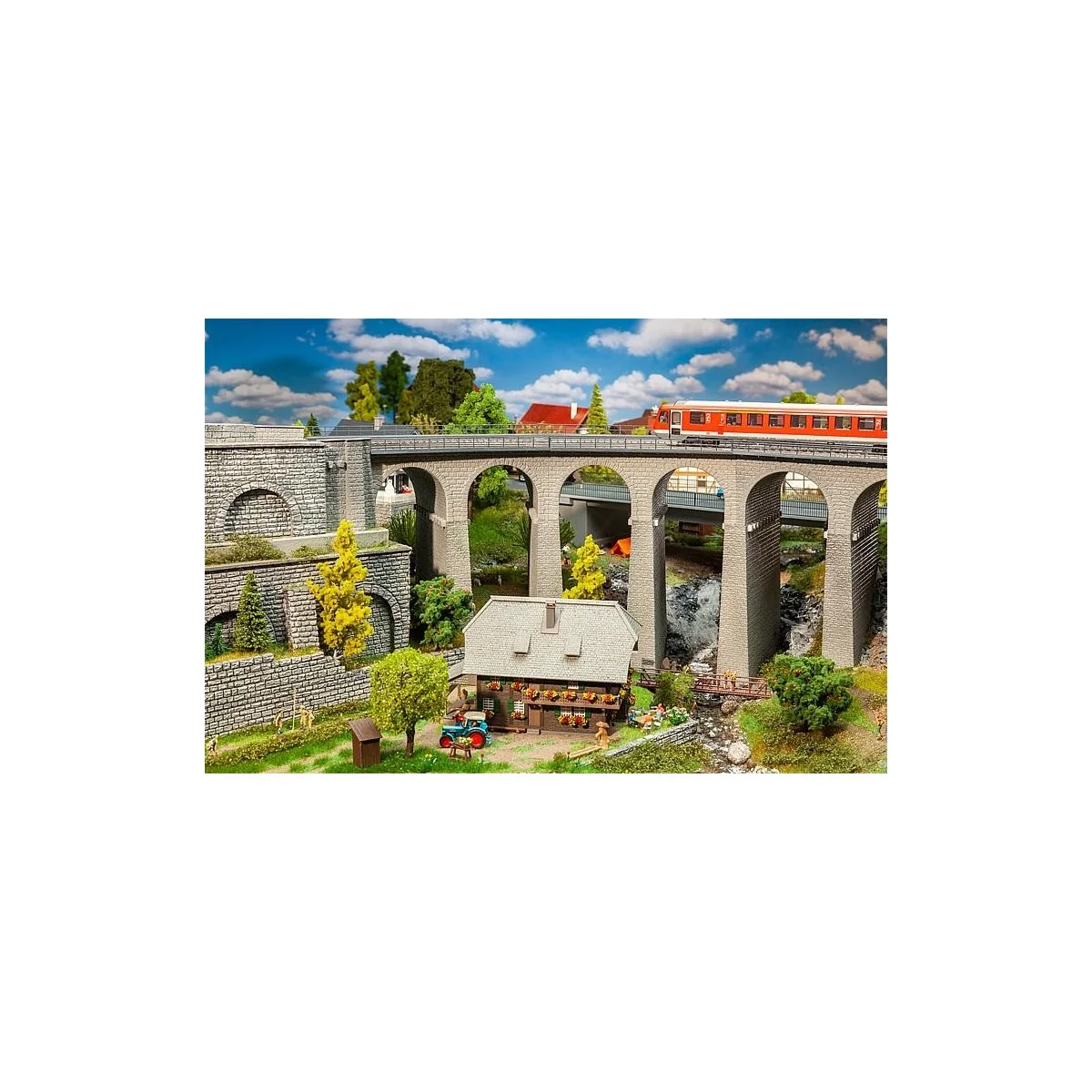 Faller 120466 Model Kit, Stone Viaduct, 2 Tracks, Curved
