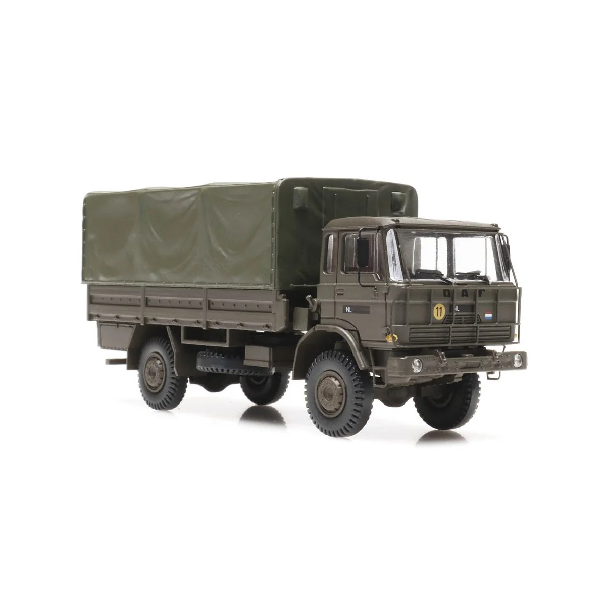 Artitec 487.051.04 DAF flatbed truck with tarpaulin, Dutch Army, cab...