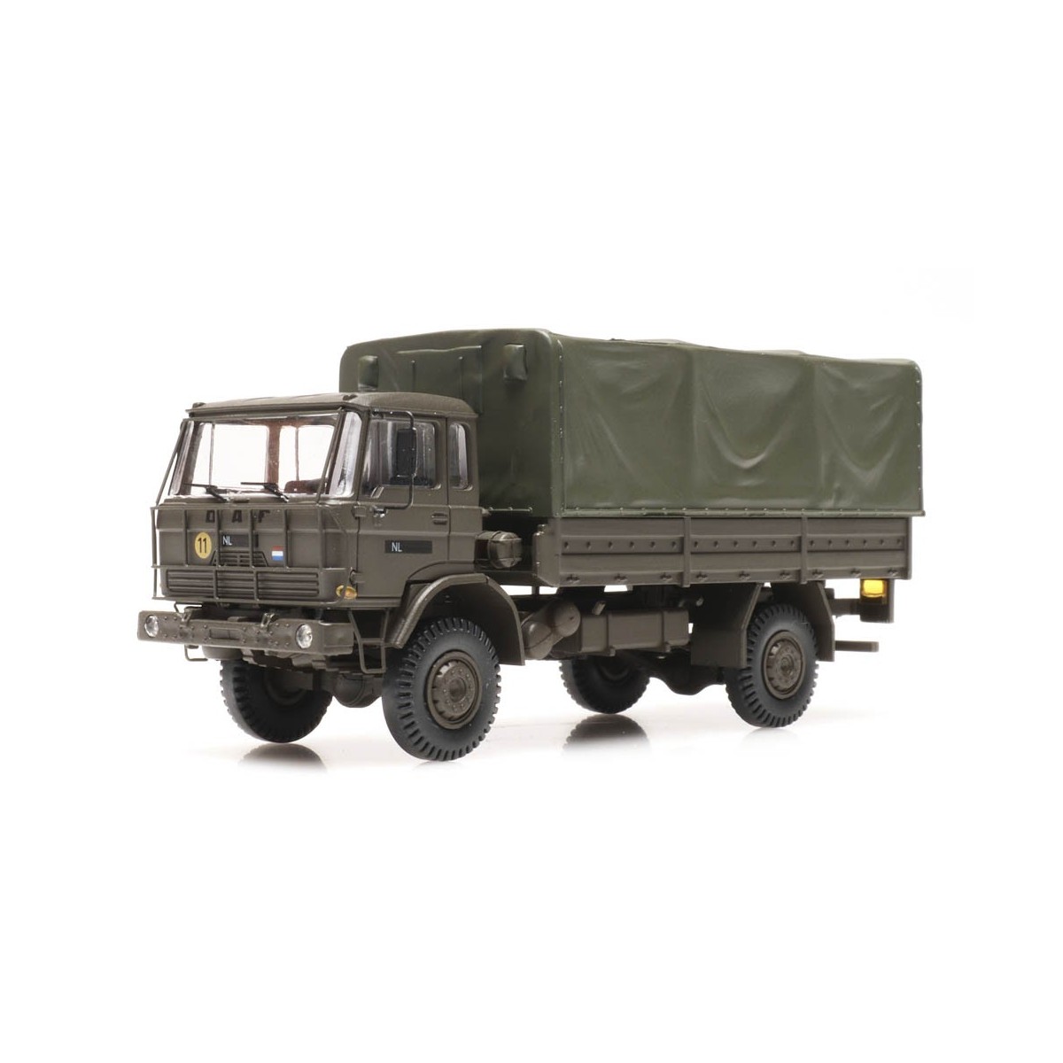 Artitec 487.051.04 DAF flatbed truck with canvas cover, Dutch Army,...
