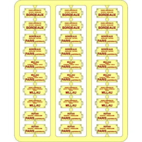 REE Models XB051 Itinerary Plates for passenger cars, South-... XB-051-Copy of Ree Modeles XB 050 Route Plates for Passenger Cars, Southwest - XB-051
