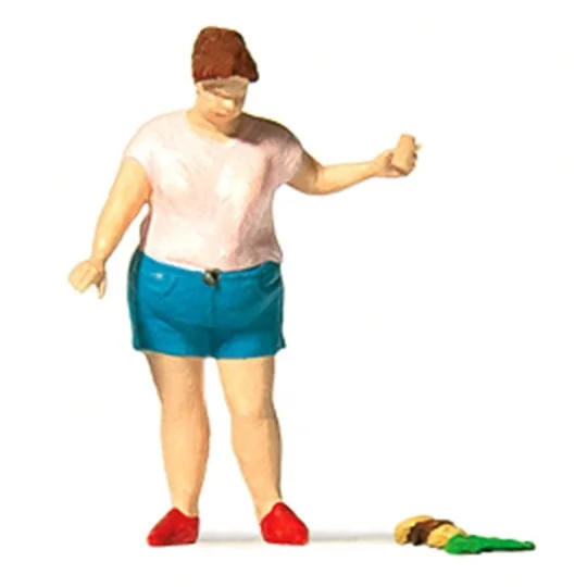Preiser_28232-Preiser 28232 Character, woman dropping her burger
