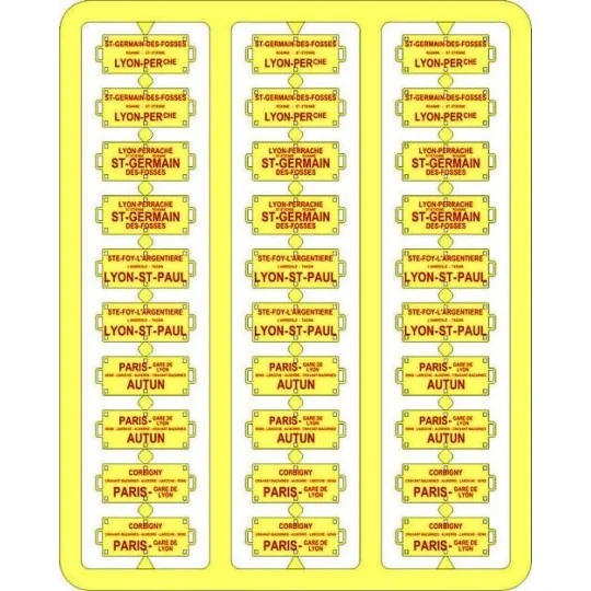 XB-042-Ree Modeles XB 042 Plaques Itinéraires pour voitures voyageurs, Sud Est, lettres rouges