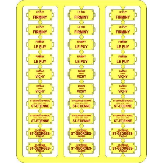 REE Models XB 044 Itinerary Plates for Passenger Cars, South... XB-044-Copy of Ree Modeles XB 042 Route signs for passenger cars, Southeast, red lettering - XB-044