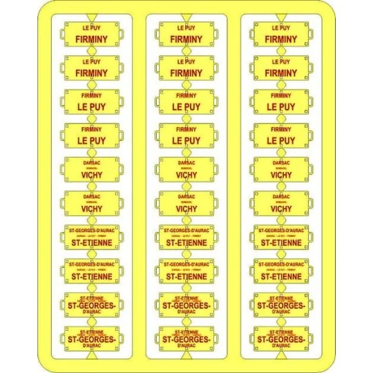 Ree Modeles XB 044 Plaques Itinéraires pour voitures voyageurs, Sud Est, lettres rouges Ree Modeles XB-044 - 1 XB-044-Ree Modeles XB 044 Plaques Itinéraires pour voitures voyageurs, Sud Est, lettres rouges