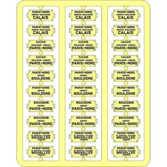 XB-055-Ree Modeles XB 055 Plaques Itinéraires pour voitures voyageurs, Nord, lettres bleues
