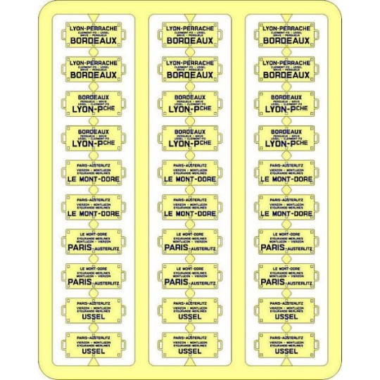 Ree Models XB 056 Itinerary Plates for passenger cars, South... XB-056-Copy of Ree Modeles XB 055 Route signs for passenger cars, North, blue lettering - XB-056