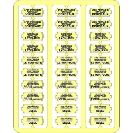 Ree Modeles XB 056 Plaques Itinéraires pour voitures voyageurs, Sud-Ouest, lettres bleues Ree Modeles XB-056 - 1 XB-056-Ree Modeles XB 056 Plaques Itinéraires pour voitures voyageurs, Sud-Ouest, lettres bleues