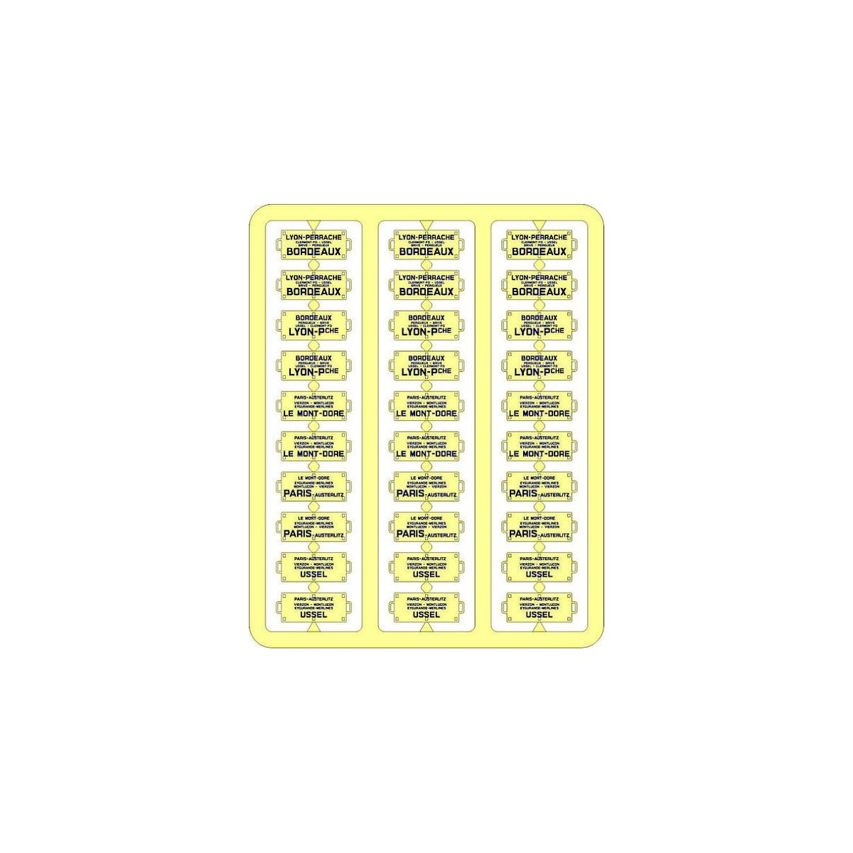 Ree Modeles XB 056 Plaques Itinéraires pour voitures voyageurs, Sud-Ouest, lettres bleues Ree Modeles XB-056 - 1