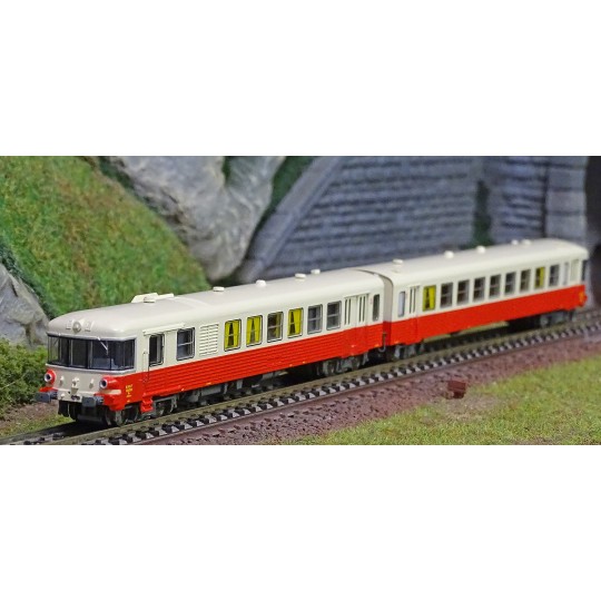 NW-167-REE Modeles NW 167 EAD X-4516 Railcar + XR-7732 Trailer, cream roof, SNCF, Longueau depot