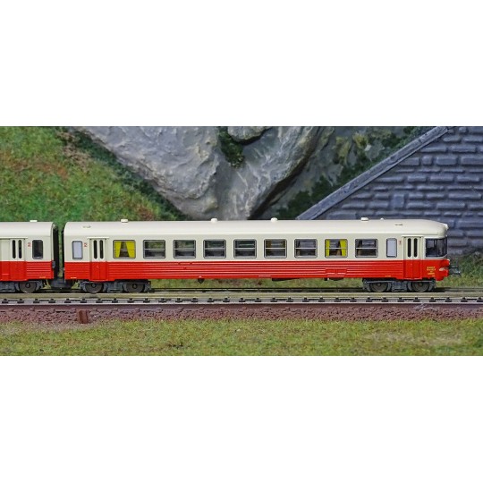 NW-167-REE Modeles NW 167 EAD X-4516 Railcar + XR-7732 Trailer, cream roof, SNCF, Longueau depot