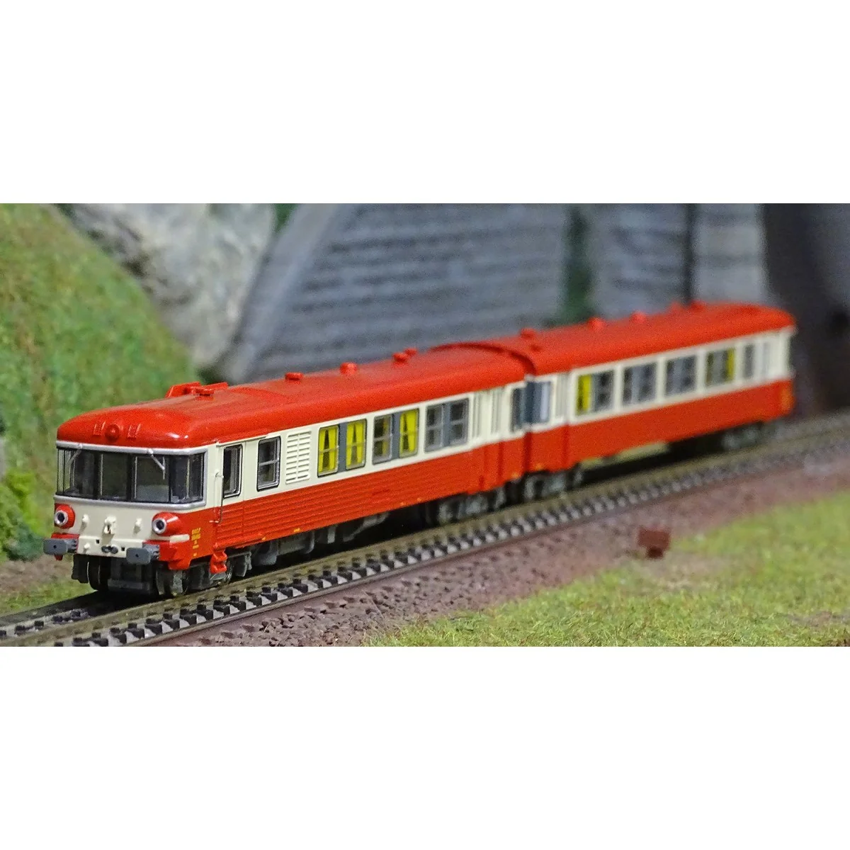 REE Modeles NW 169 EAD X-4502 Railcar + XR-8545 Trailer, red roof, ...